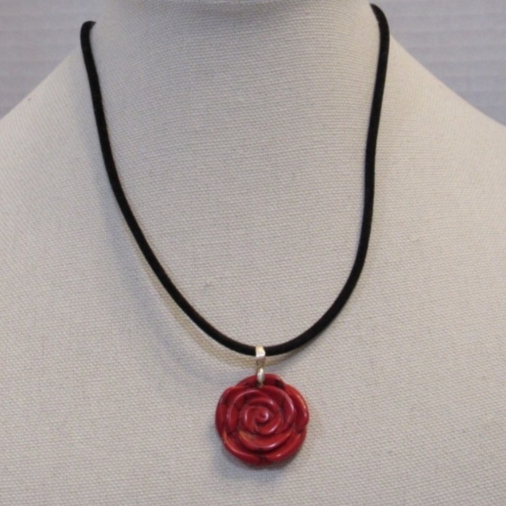 Vintage Carved Rose Fairy Whimsical Coquette Fairycore Pendant Necklace